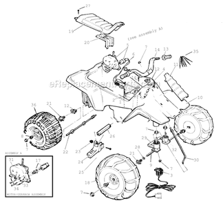 Page A Diagram and Parts List for 76980  Power Wheels Ride-On Cars